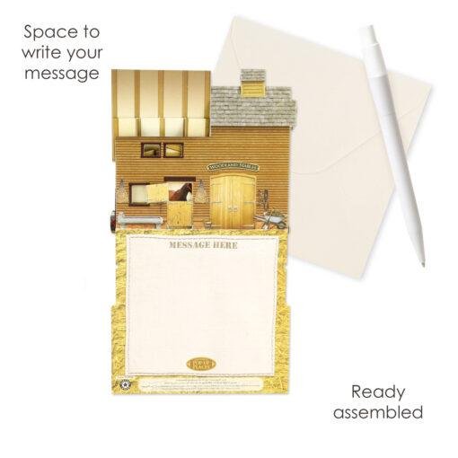 Pop Up 3D Horse Stables Blank Greeting Card