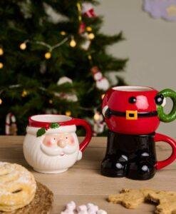 Set of 3 Christmas Santa Stacking Mugs