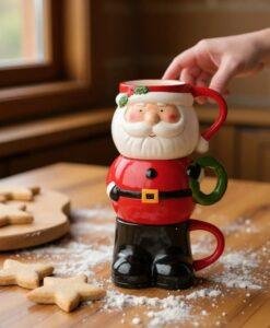 Set of 3 Christmas Santa Stacking Mugs