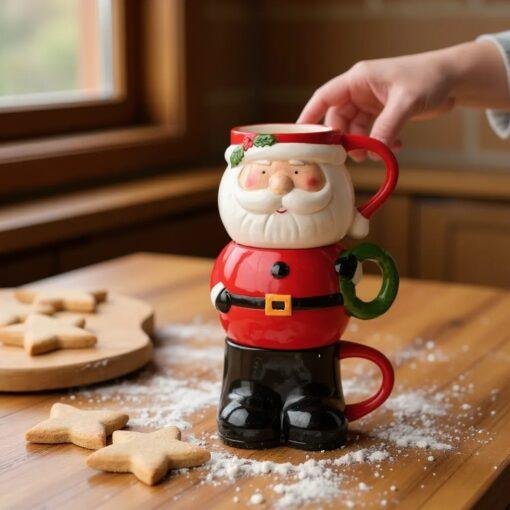 Set of 3 Christmas Santa Stacking Mugs
