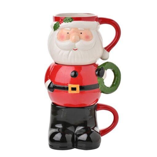 Set of 3 Christmas Santa Stacking Mugs