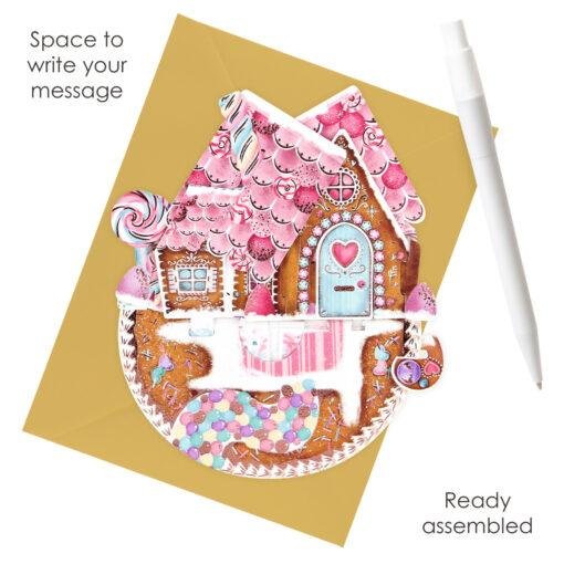 Pop Up 3D Christmas Gingerbread House Greeting Card