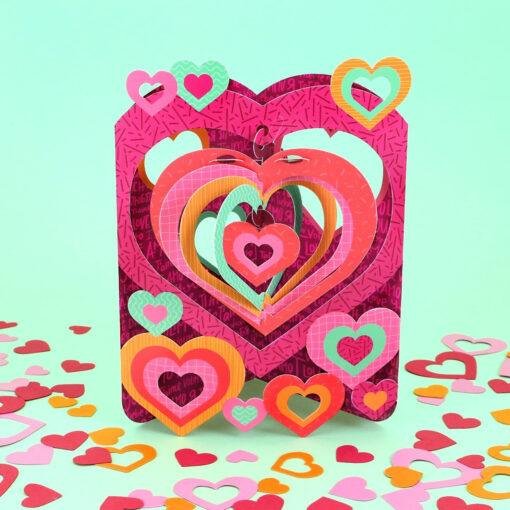 Pop Up 3D Hearts Swing Card Blank