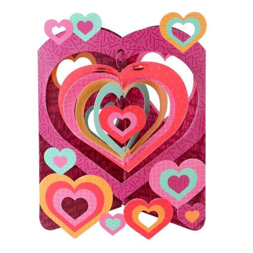 Pop Up 3D Hearts Swing Card Blank