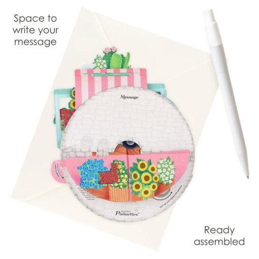 Pop Up 3D Flower Stall Blank Greeting Card
