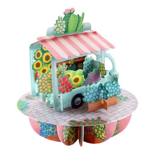 Pop Up 3D Flower Stall Blank Greeting Card