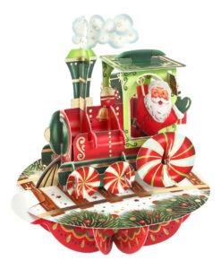 Pop Up 3D Christmas Card Santa Train