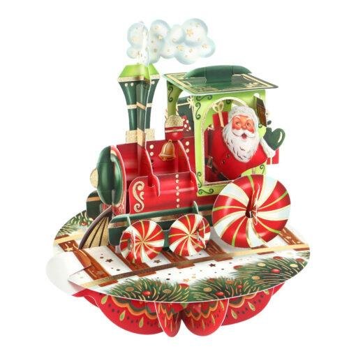 Pop Up 3D Christmas Card Santa Train