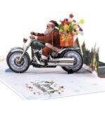 Pop Up 3D Santa Motorbike Delivery Card