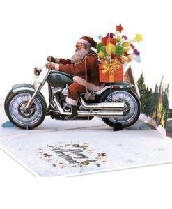Pop Up 3D Santa Motorbike Delivery Card