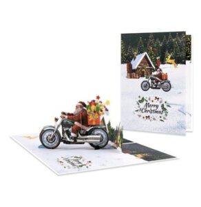 Pop Up 3D Santa Motorbike Delivery Card