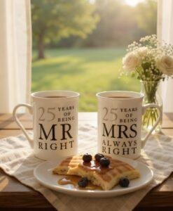 25th Anniversary 25 Years Mr And Mrs Always Right Mug Set for Couples