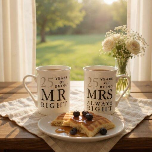 25th Anniversary 25 Years Mr And Mrs Always Right Mug Set for Couples