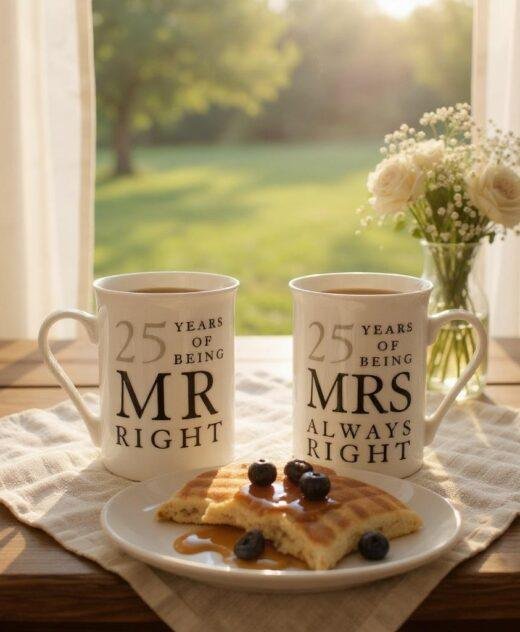 25th Anniversary 25 Years Mr And Mrs Always Right Mug Set for Couples