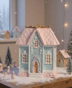 Pastel Blue House Christmas Ornament Decoration