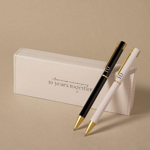 Milestone 10th Tin Wedding Anniversary Pen Gift Set for Couples