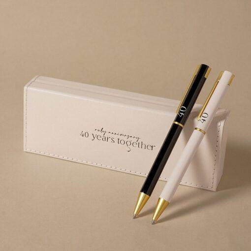 Milestone 40th Ruby Wedding Anniversary Pen Gift Set for Couples
