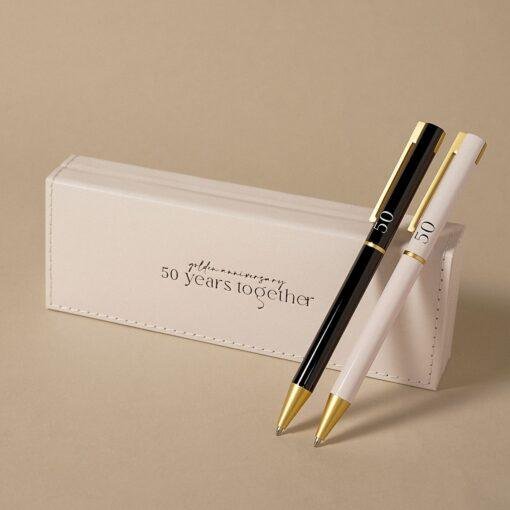 Milestone 50th Golden Wedding Anniversary Pen Gift Set for Couples