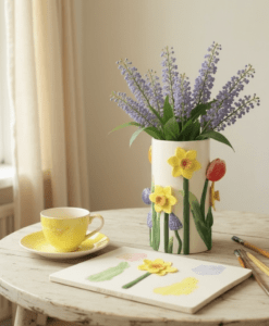 Ceramic 3D Daffodil and Tulip Flower Vase