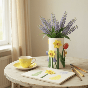 Ceramic 3D Daffodil and Tulip Flower Vase