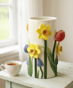 Ceramic 3D Daffodil and Tulip Flower Vase