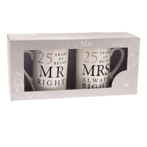 25th Anniversary 25 Years Mr And Mrs Always Right Mug Set for Couples