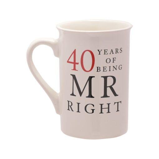 40th Ruby Wedding Anniversary 40 Years Mr And Mrs Always Right Coffee Mug Gift Set for Couples