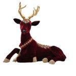 Regal Tidings Red Velvet Christmas Deer Decoration