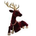 Regal Tidings Red Velvet Christmas Deer Decoration