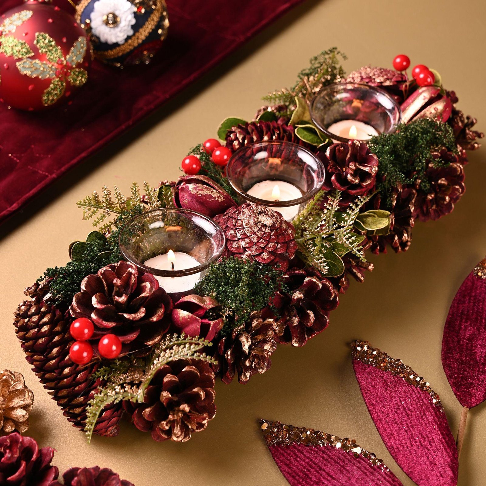 Plum And Gold Regal Tidings Tea Light Candle Holder Plum And Gold Regal Tidings Tea Light Candle Holder