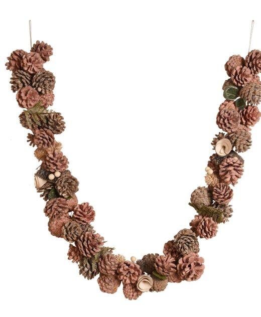 Blush Pink Natural Foliage Christmas Garland 120cm