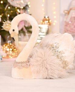 Opulent Velvet Christmas Swan Decoration