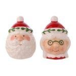Ceramic Christmas Mr And Mrs Claus Salt And Pepper Shaker Pots