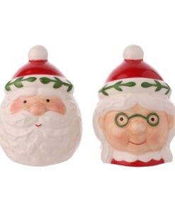Ceramic Christmas Mr And Mrs Claus Salt And Pepper Shaker Pots