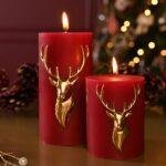 Red Stag Pillar Candle