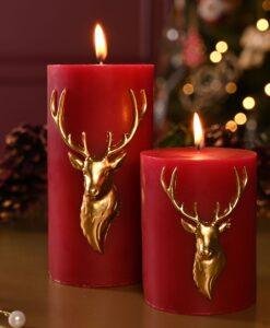 Red Stag Pillar Candle