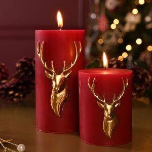 Red Stag Pillar Candle