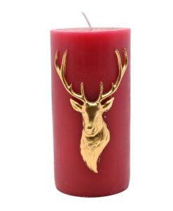 Red Stag Pillar Candle – Luxury Festive Christmas Décor
