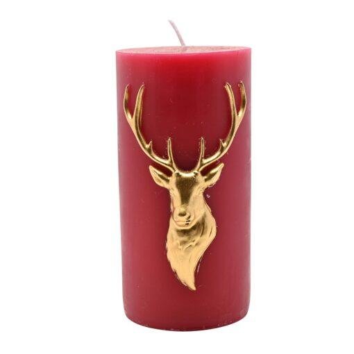 Red Stag Pillar Candle – Luxury Festive Christmas Décor