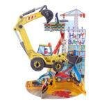 Pop Up 3D Pendulum Moving Digger Birthday Card