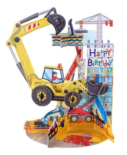 Pop Up 3D Pendulum Moving Digger Birthday Card