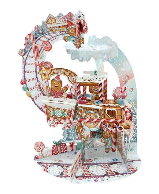 Pop Up 3D Pendulum Card Christmas Gingerbread Train