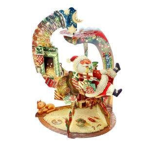 Pop Up 3D Pendulum Christmas Card Hurry Down The Chimney