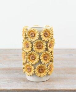 Ceramic 3D Embossed Sunflower Vase – Mother’s Day Gift, 23cm