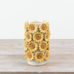 Ceramic 3D Embossed Sunflower Vase – Mother’s Day Gift, 23cm