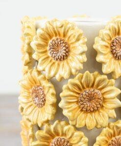 Ceramic 3D Embossed Sunflower Vase – Mother’s Day Gift, 23cm