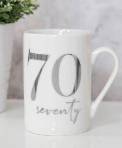 White Porcelain 70th Milestone Birthday Mug