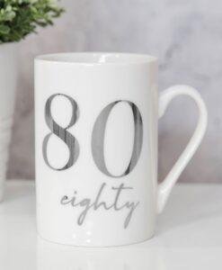 White Porcelain 80th Milestone Birthday Mug Gift