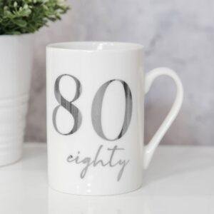 White Porcelain 80th Milestone Birthday Mug Gift