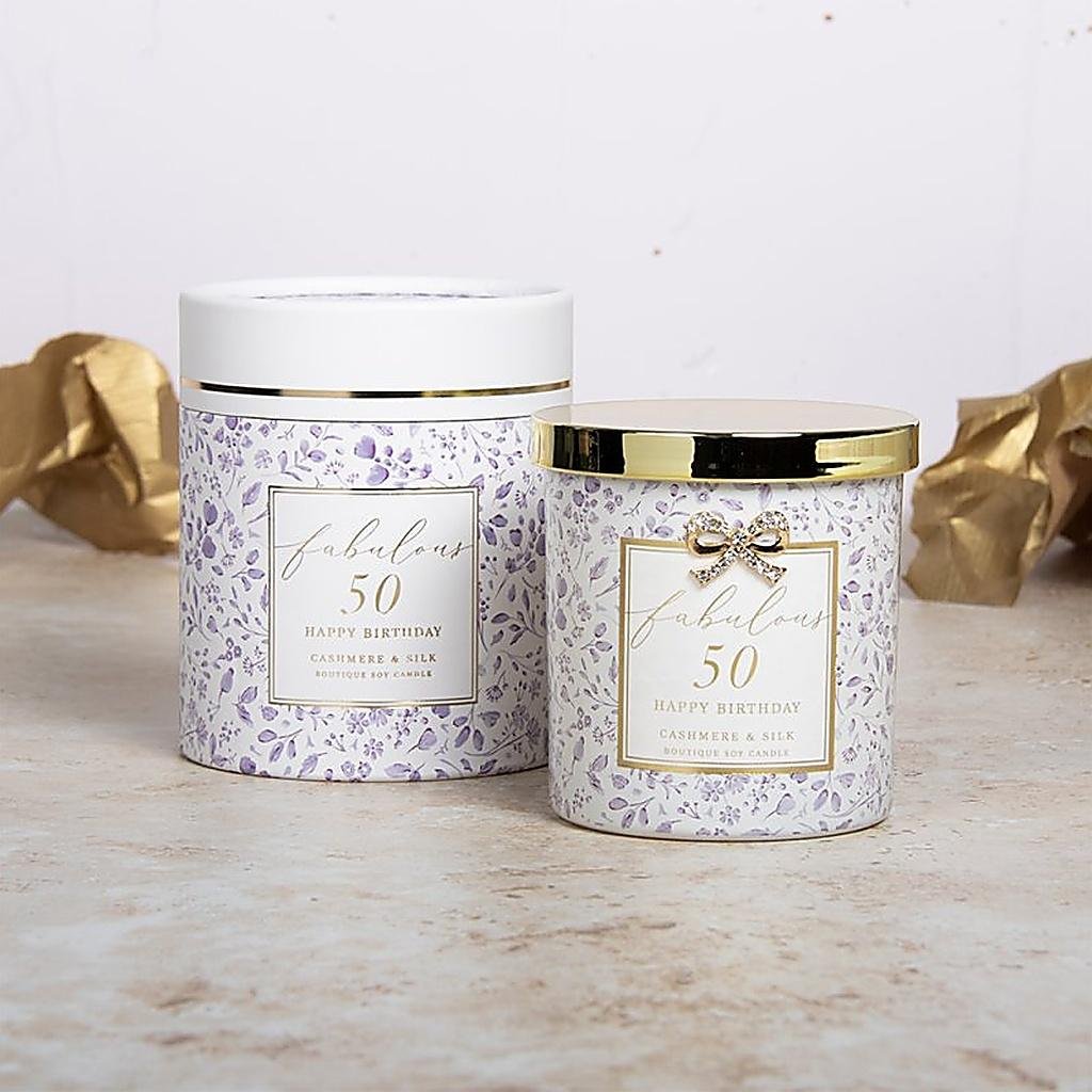 'Fabulous 50' Scented 50th Birthday Candle And Matching Luxury Gift Box